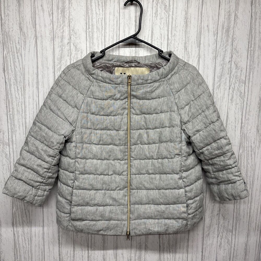 Womens Size 44 US M Herno Light Grey Puffer 3/4 Sleeve EUC